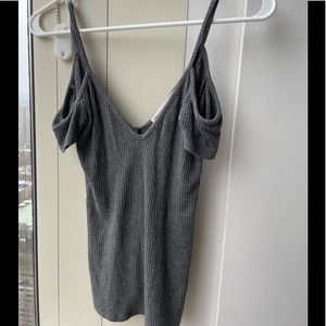 Project social T cold shoulder ribbed top, grey, S